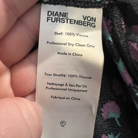 Diane von Furstenberg Goldie Dandelion Swirling Berry Black 2 Midi Dress - Picture 10 of 10